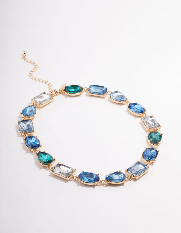 Gold Large Chunky Mix Stone Necklace