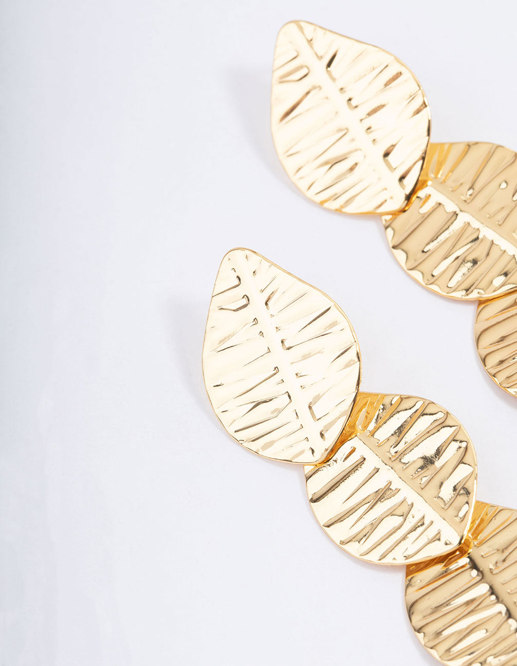 Gold Plated Brass Quad Leaf Drop Earrings