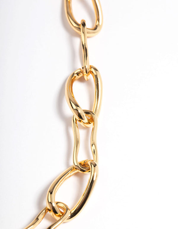 Gold Plated Brass Irregular Link Chain Necklace