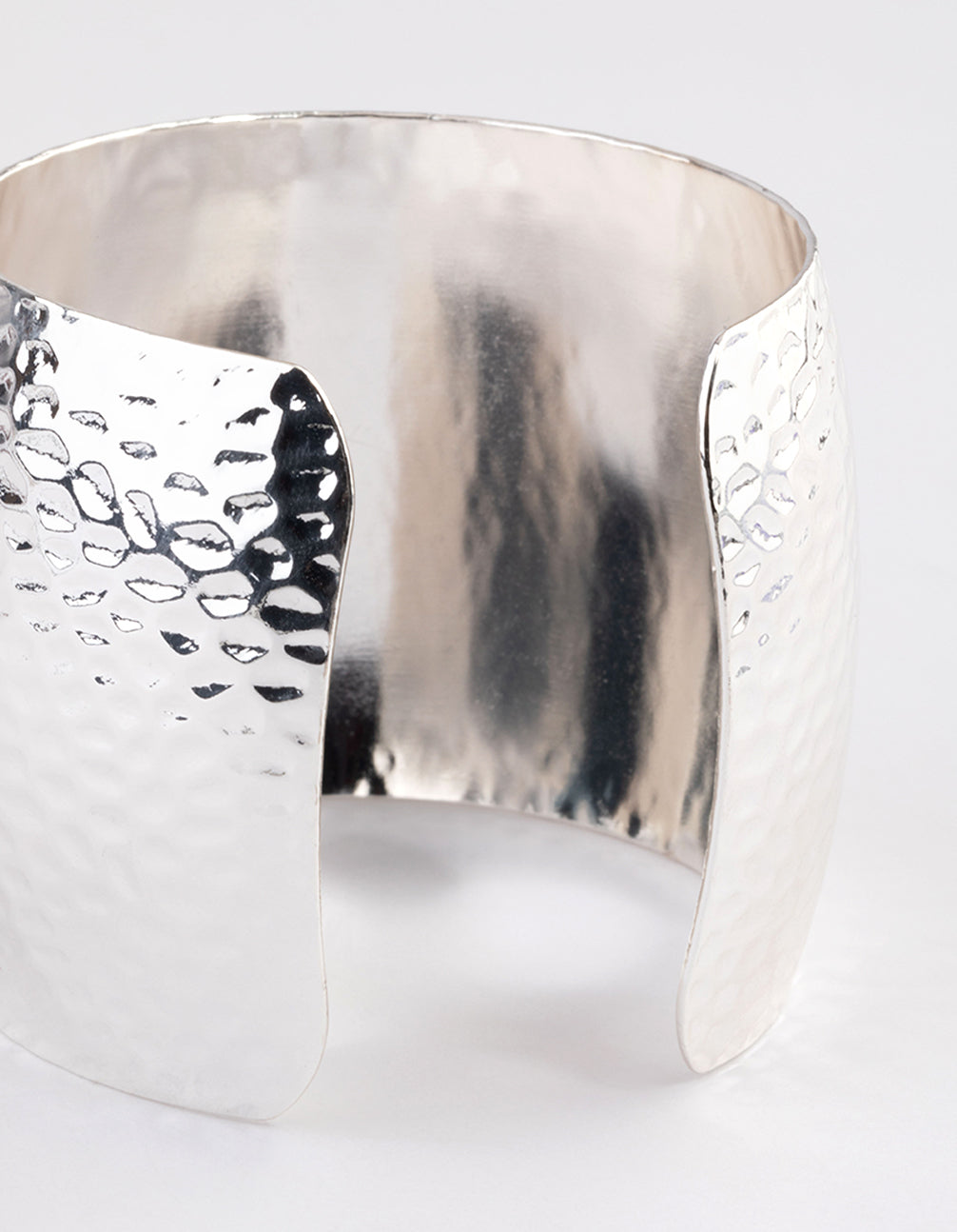 Silver Hammered Textured Wide Wrist Cuff