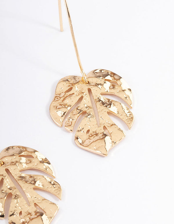 Gold Leaf Drop Earrings