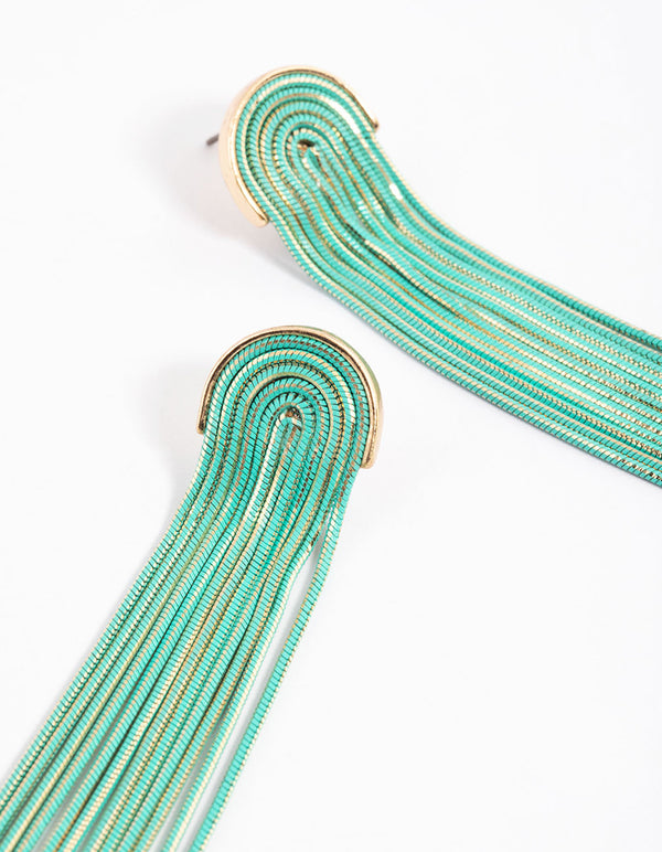 Gold Waterfall Cupchain Earrings