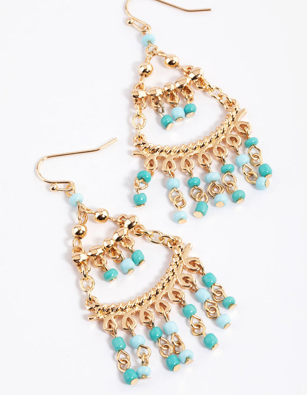 Gold Layered Bead Drop Earrings