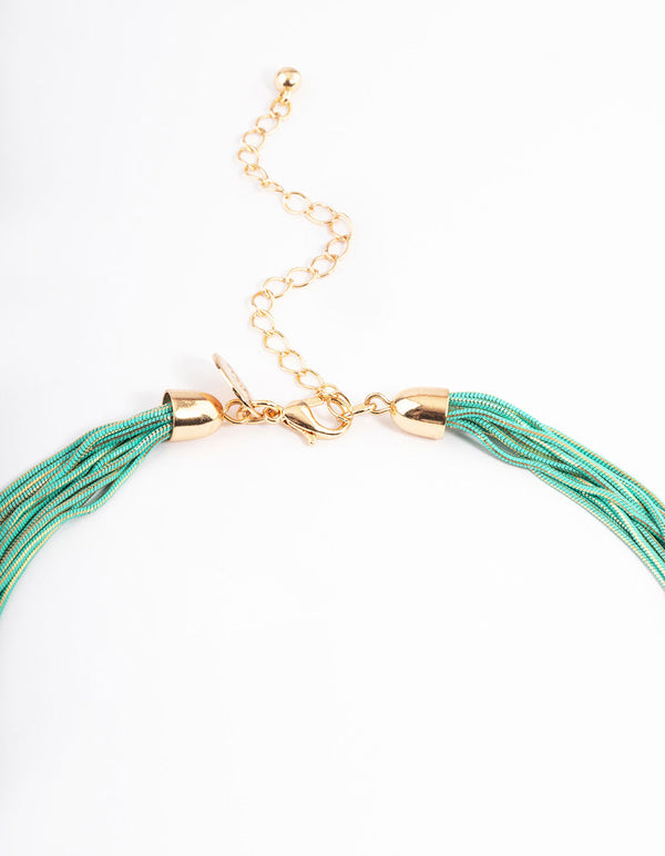 Gold Coated Snake Chain Multi-Row Necklace