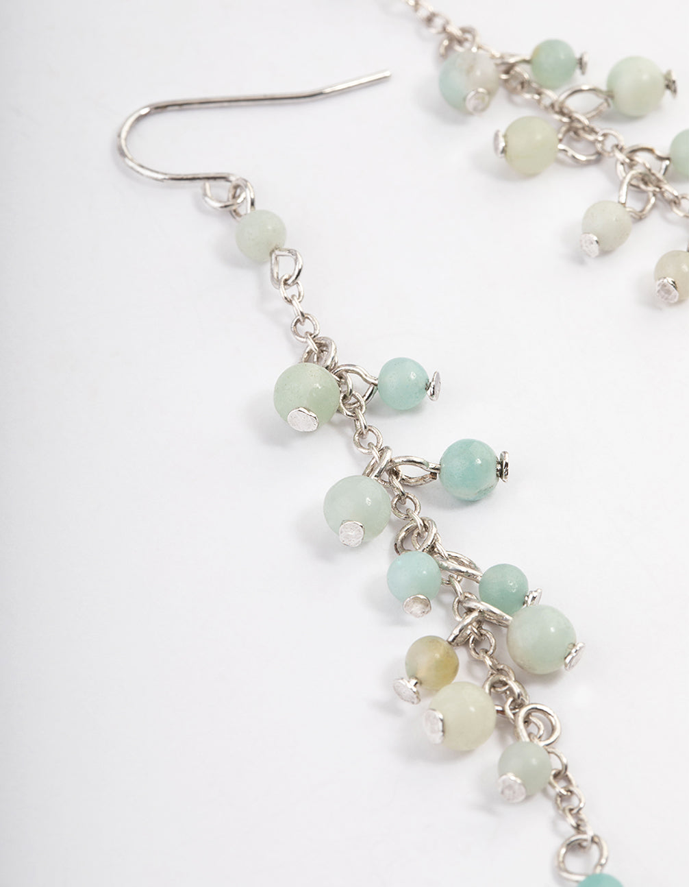 Antique Silver Amazonite Chain Drop Earrings