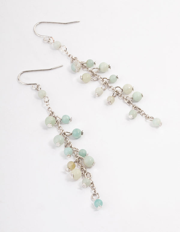 Antique Silver Amazonite Chain Drop Earrings