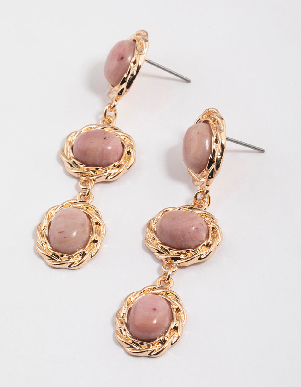 Gold Rhodonite Rope Detail Earrings