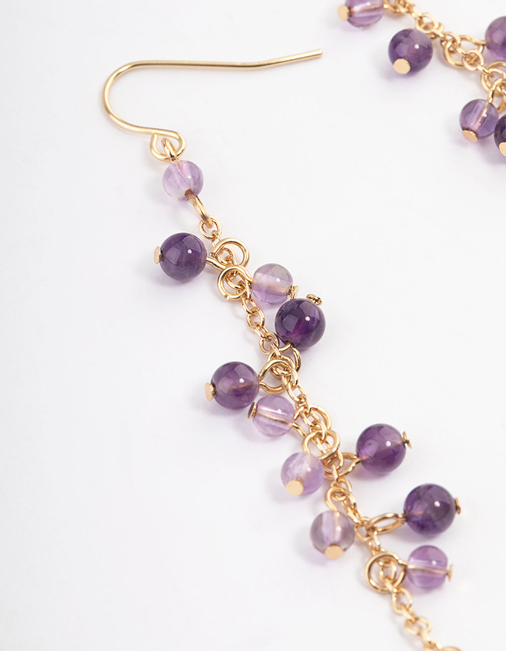 Gold Amethyst Chain Drop Earrings