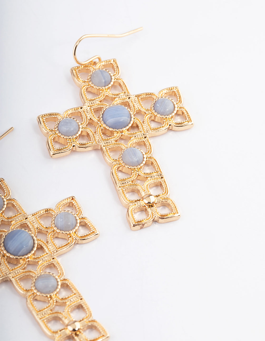 Gold Hinged Cross Earrings