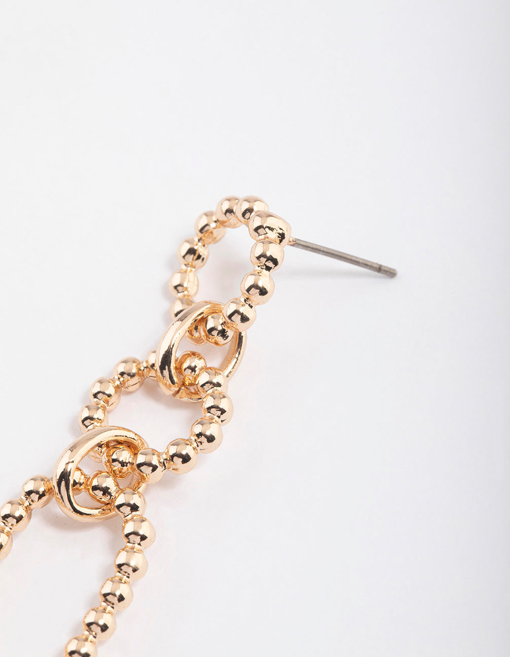 Gold Three Ring Ball Earrings