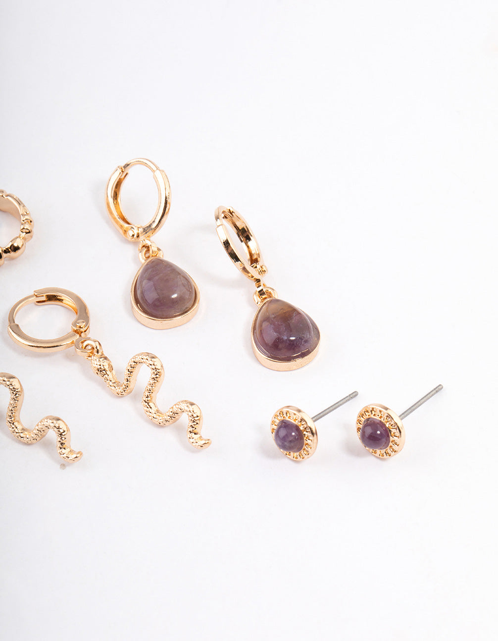 Gold Snake Cuff Stacker Earrings
