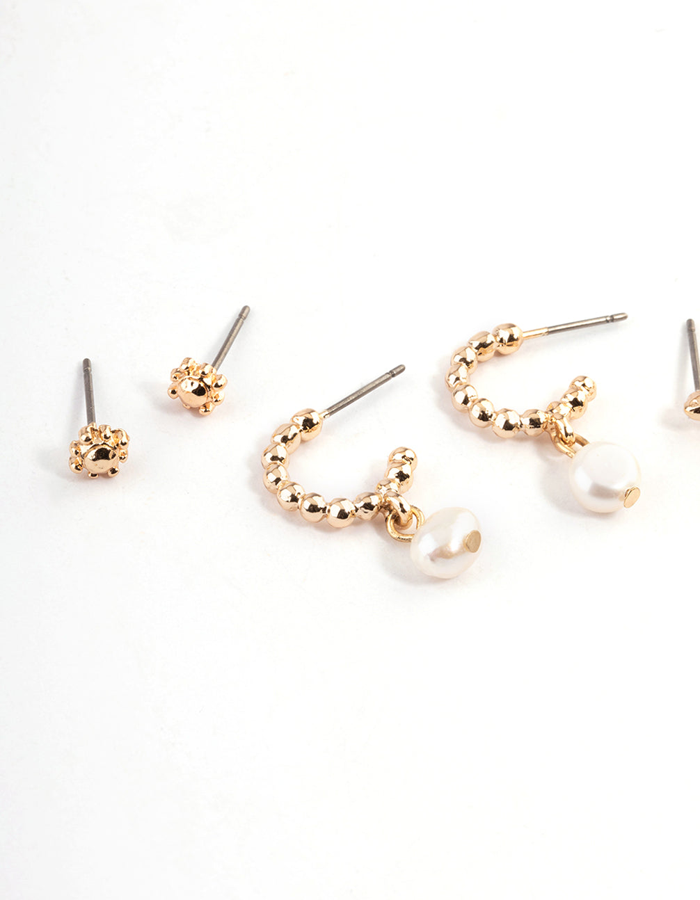 Gold Snake Freshwater Pearl Stacker Earrings
