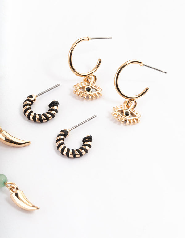 Gold Aventurine Stack Earrings