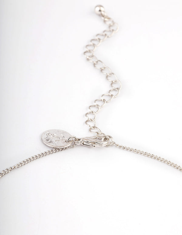 Antique Silver Amethyst Textured Coin Necklace
