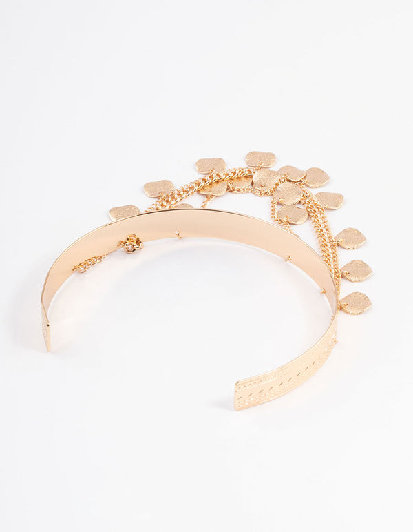 Gold Three Layer Dangle Arm Cuff