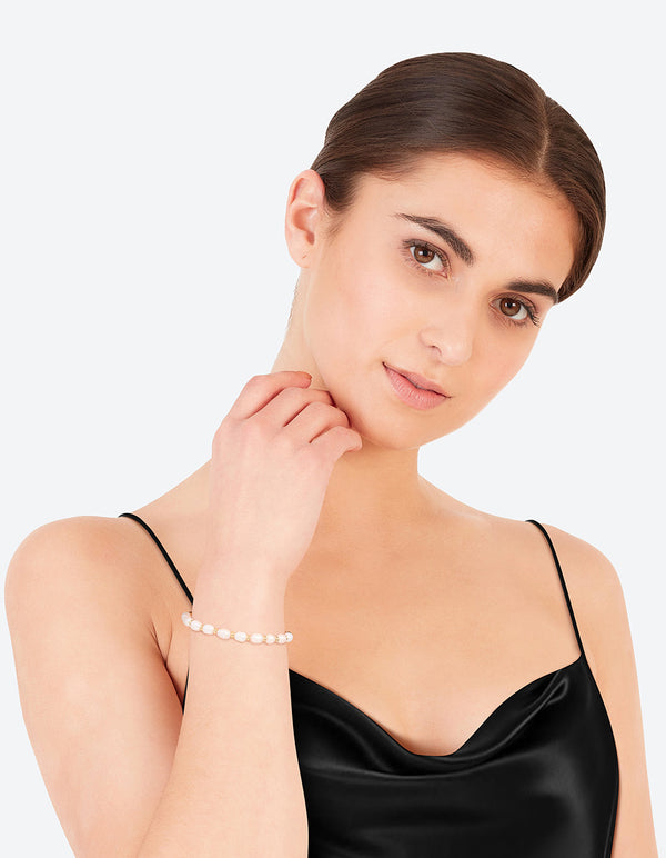 Gold Plated Freshwater Pearl Chain Toggle Bracelet