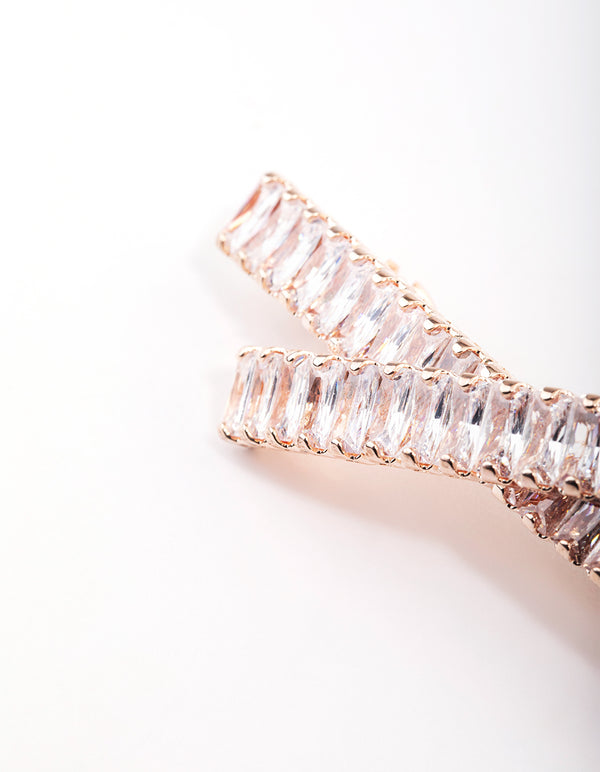 Rose Gold Cubic Zirconia Cross Celestial Hair Clip