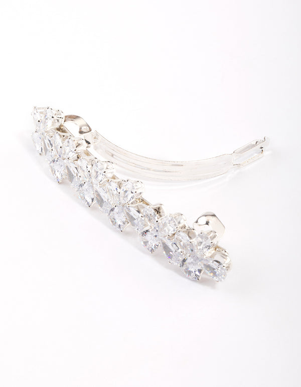 Silver Cubic Zirconia Crystal Butterfly Hair Clip