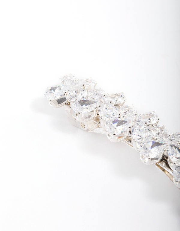 Silver Cubic Zirconia Crystal Butterfly Hair Clip