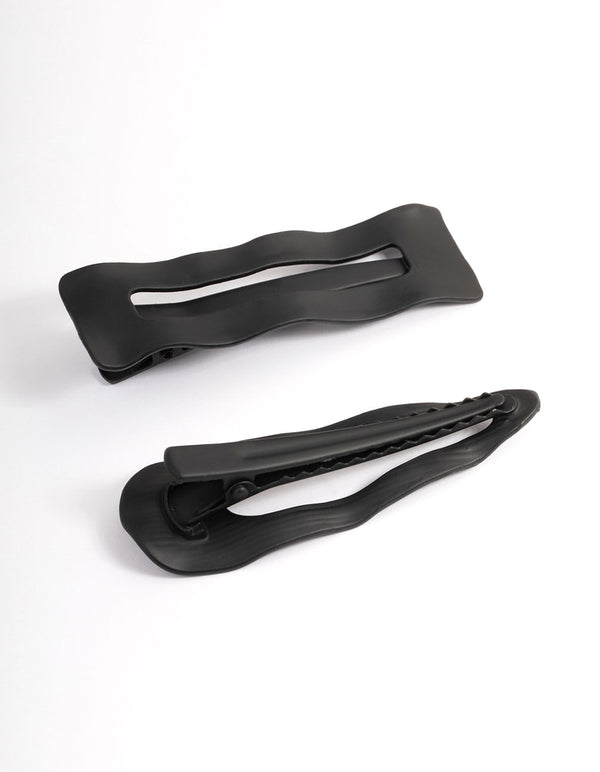 Coated Black Mixed Hair Clips Pack