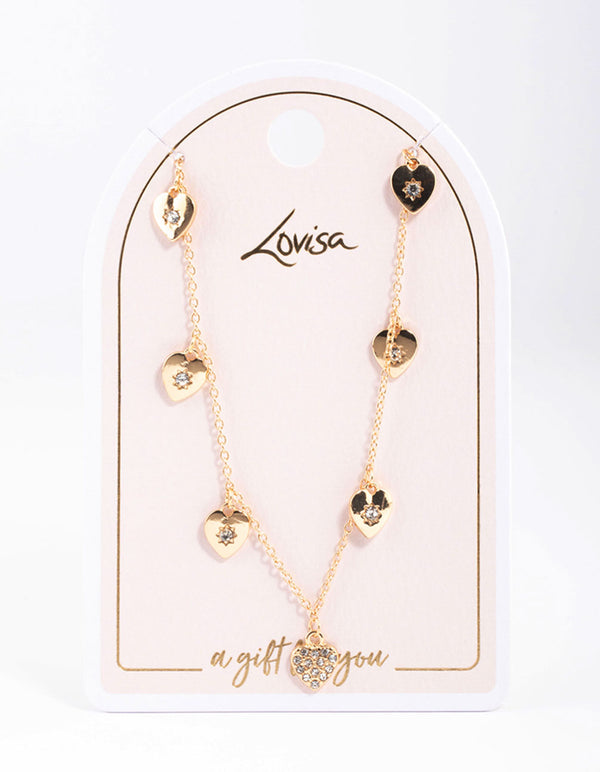 Gold Station Heart Necklace