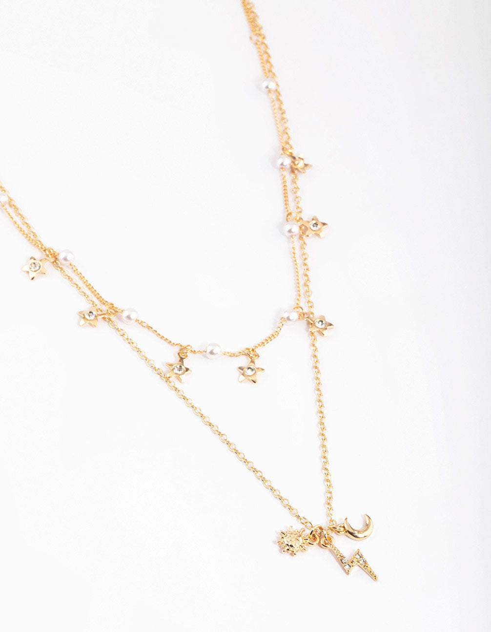 Gold Pearl & Celestial Layered Necklace