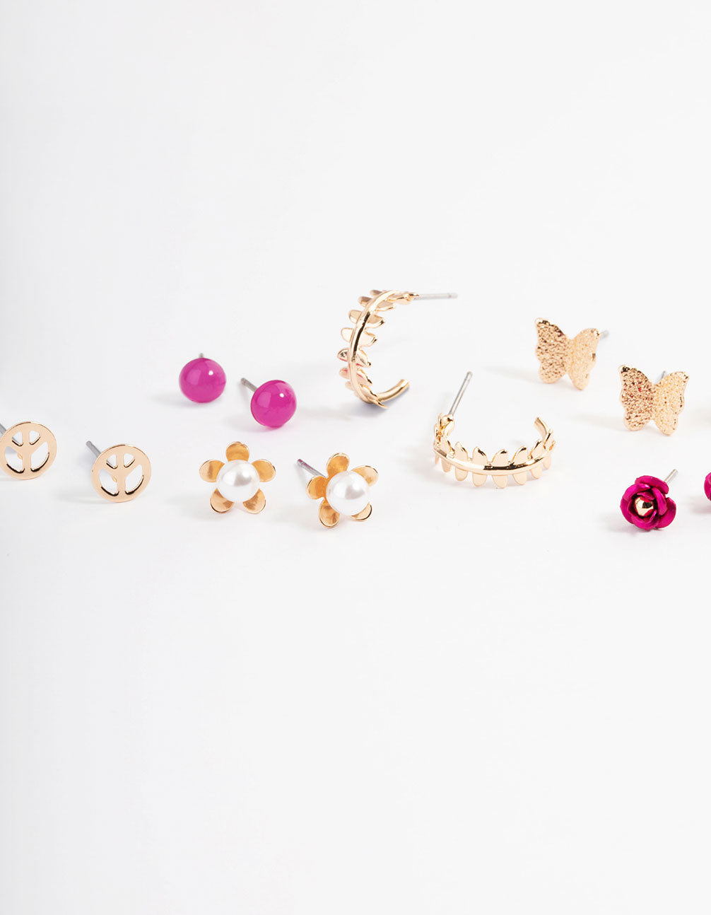 Gold Love & Peace Garden Earrings 8-Pack