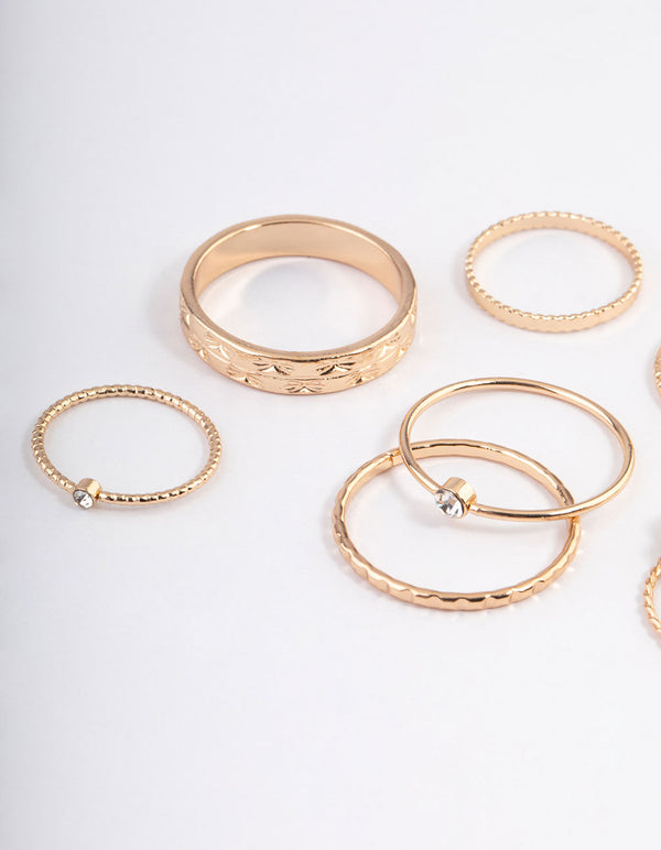 Gold Dainty Flower Ring Pack