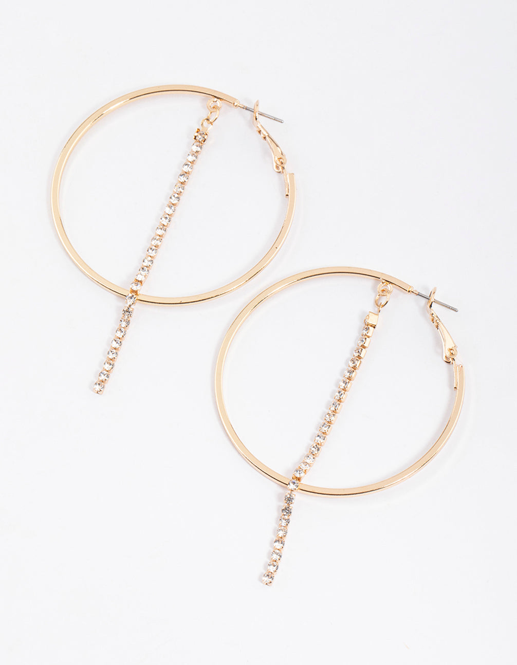 Gold Hanging Cupchain Hoop Earrings