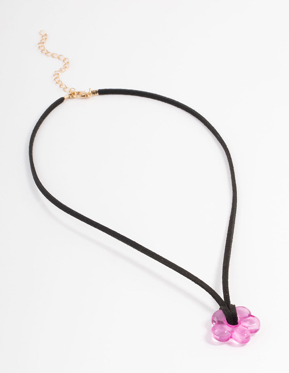 Pink Cord Flower Necklace