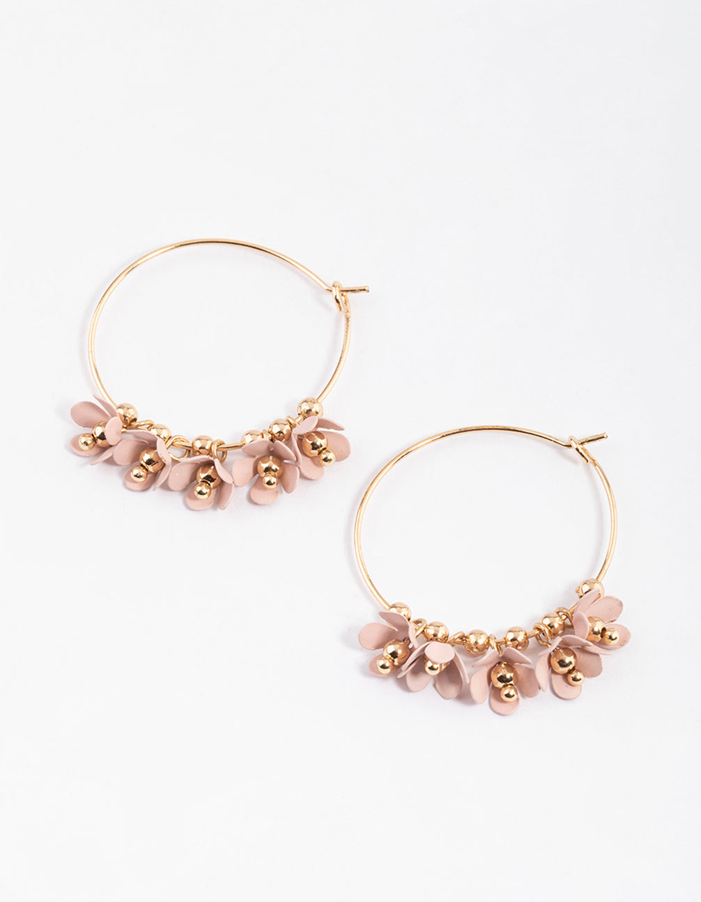 Blush Cute Bead & Daisy Hoop Earrings