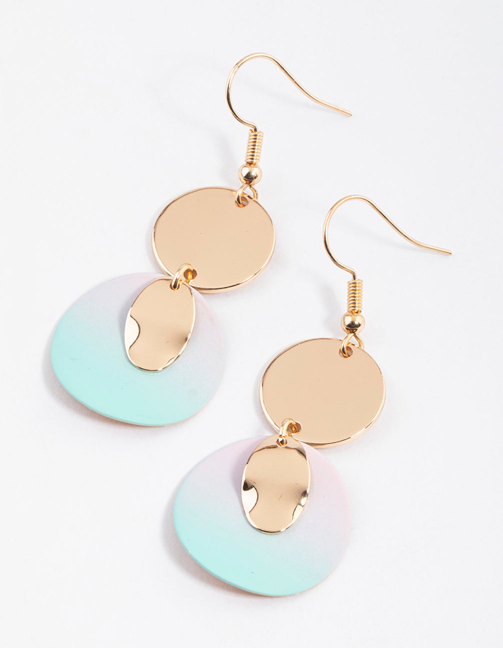 Gold Multi Disc Ombre Drop Earrings