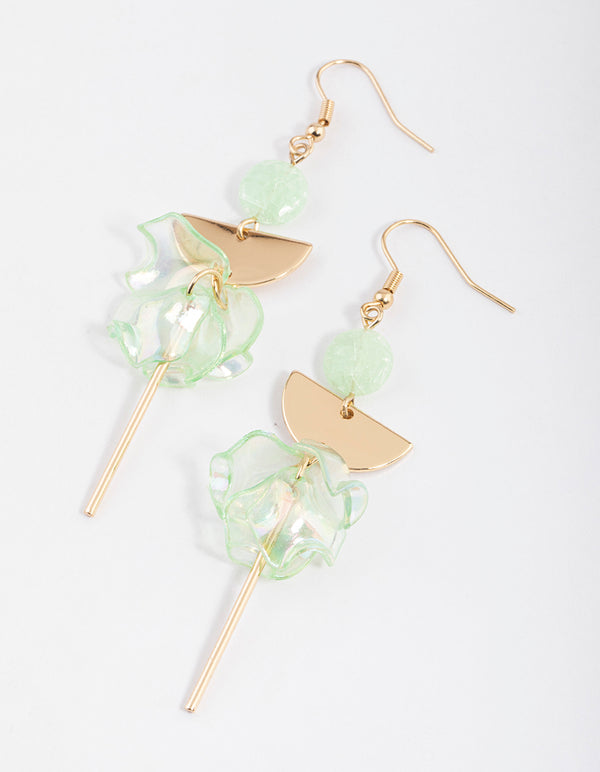 Mint Semi-Circle Petal Drop Earrings
