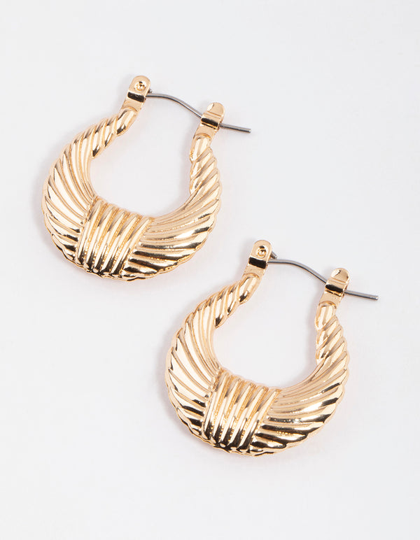 Gold Wrap Sun Ray Hoop Earrings