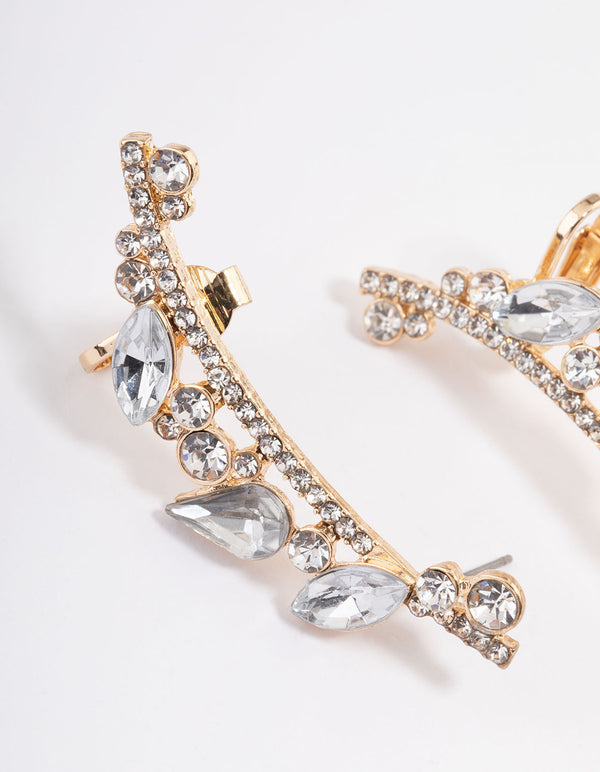 Gold Pear Diamante Ear Cuff