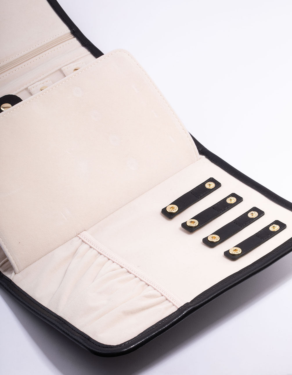 Black Quilted Faux Leather Jewellery Travel Case