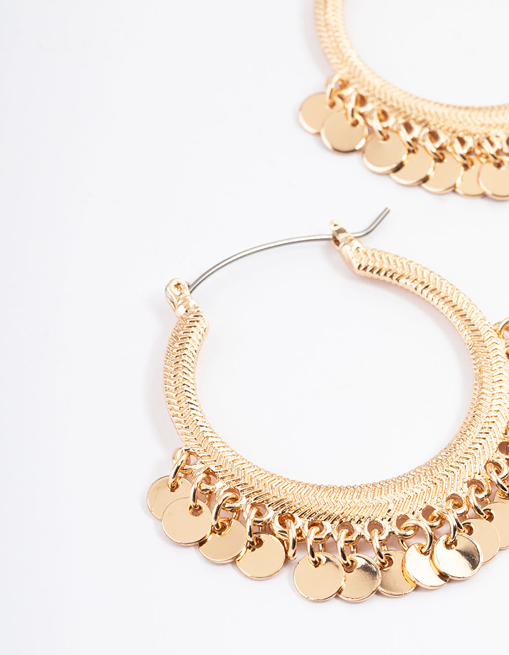 Gold Round Hoop Tiny Centre Earrings