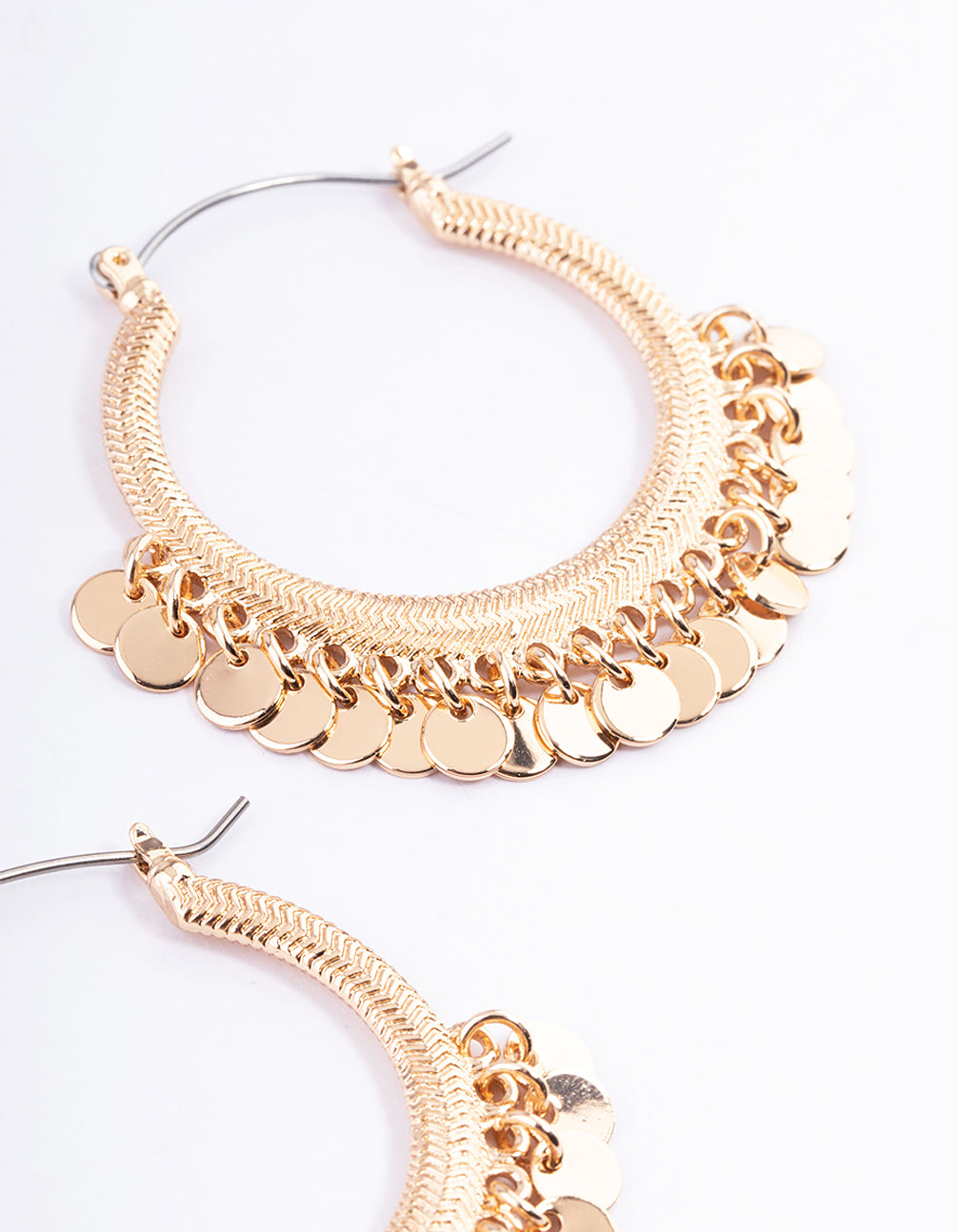 Gold Round Hoop Tiny Centre Earrings
