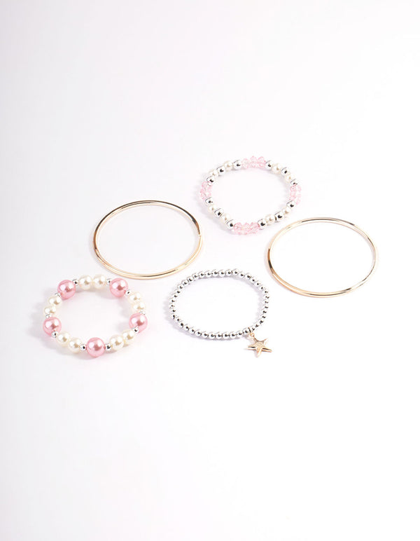 Kids Pearl & Facet Bead Mixed Bracelet