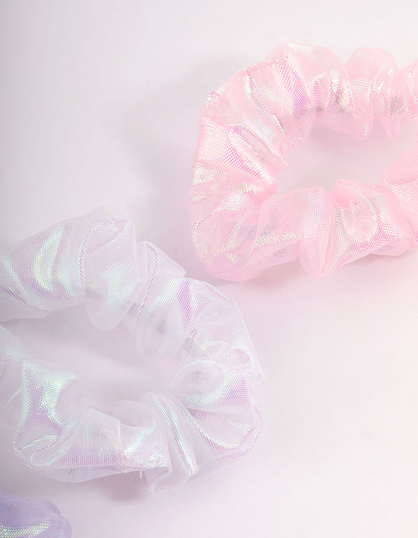 Kids Fabric Iridescent Hair Scrunchie Pack