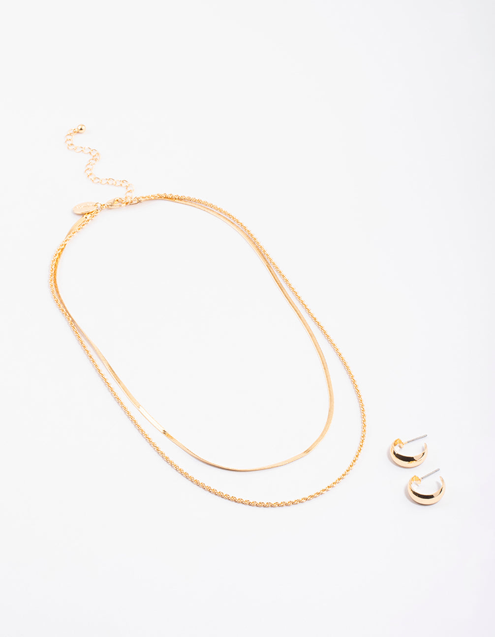 Gold Layered Snake Twist Necklace & Earrings Set