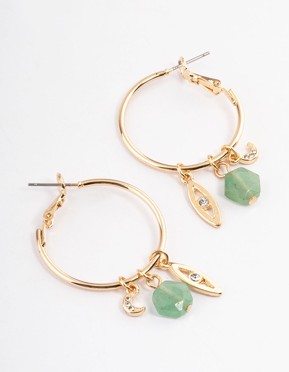 Gold & Green Aventurine Charm Earrings