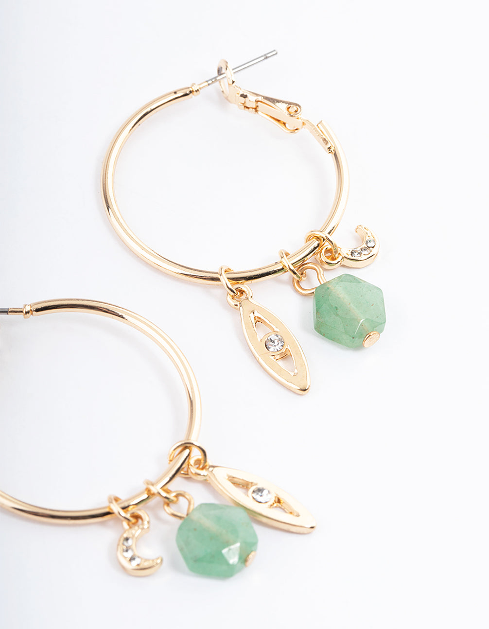 Gold & Green Aventurine Charm Earrings