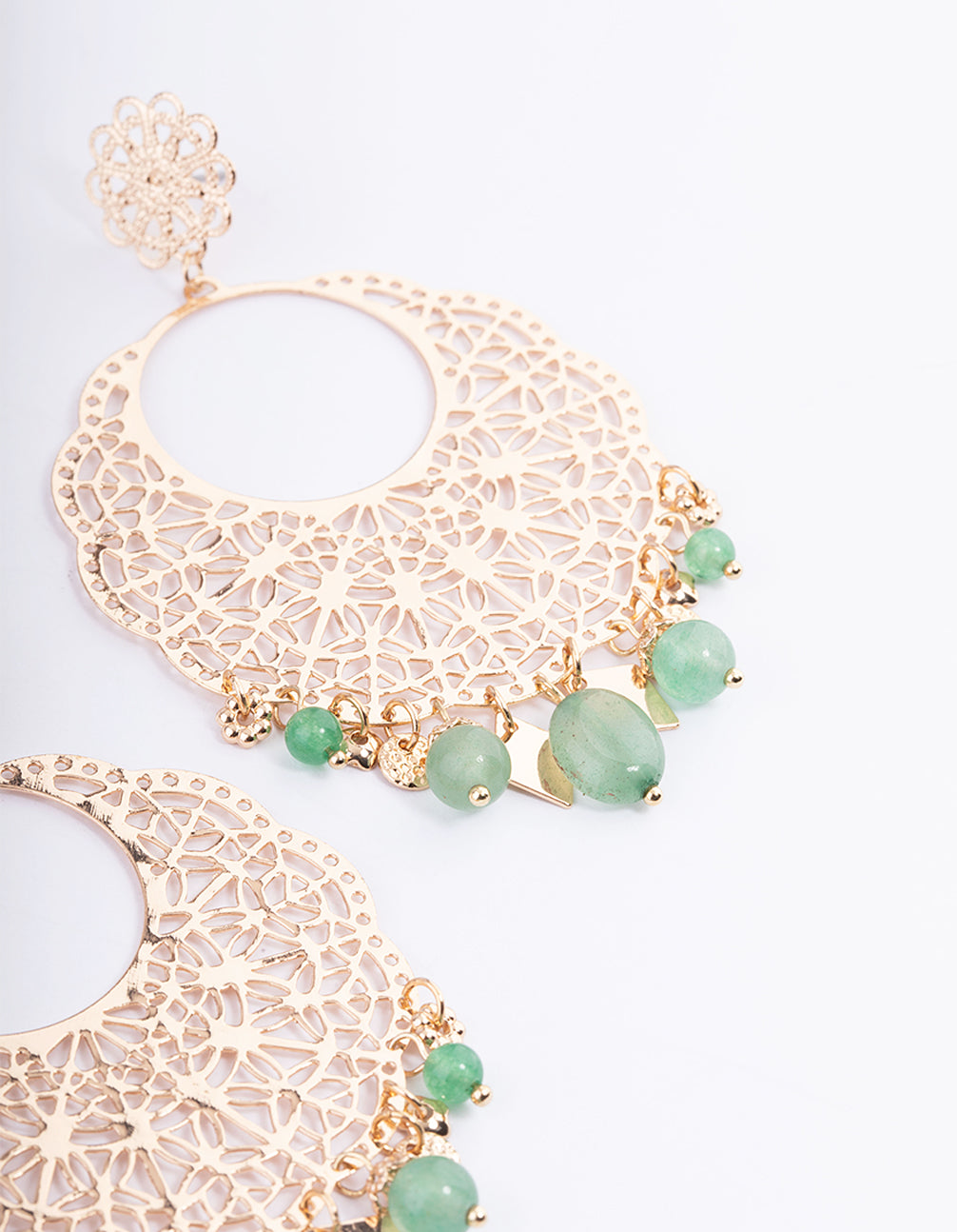 Gold Statement Filigree Drop Earrings