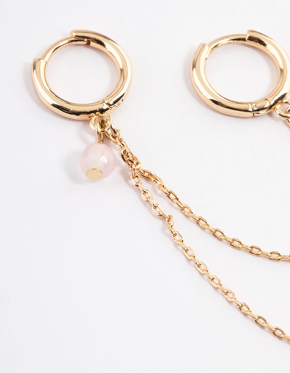 Gold Crystal Charm Chain Hoop Earrings