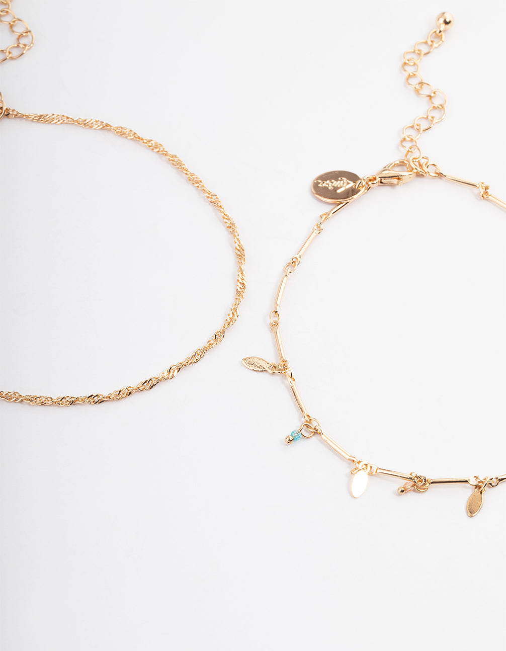 Gold Leaf Tag Multi Anklet Pack