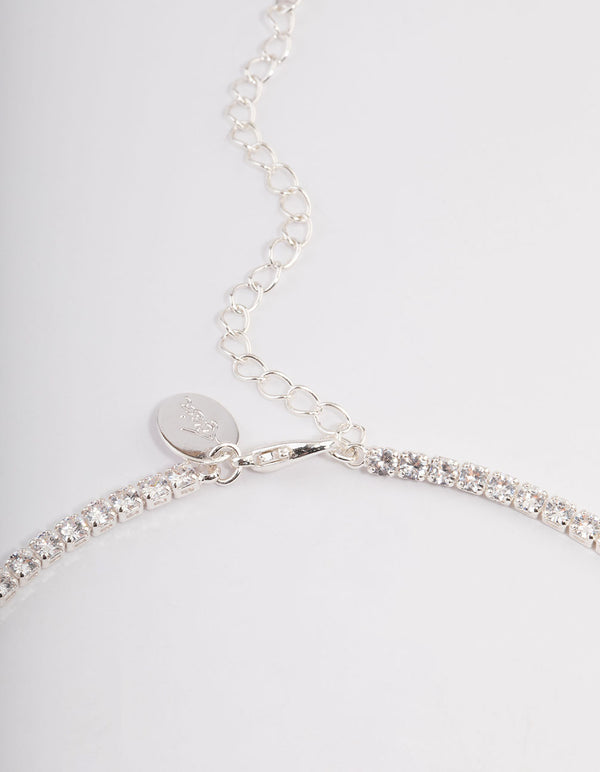 Silver Statement Y-Necklace & Earrings Set