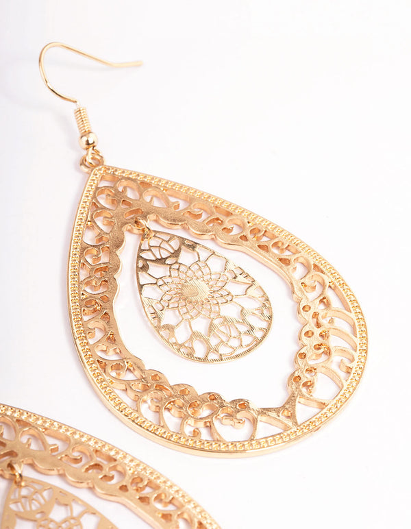 Gold Elegant Mosaic Earrings