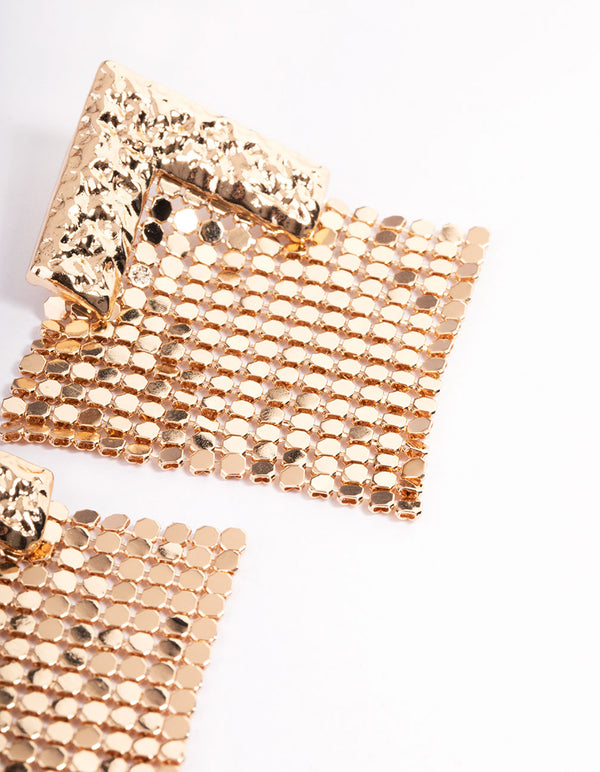 Gold Textured Statement Earrings