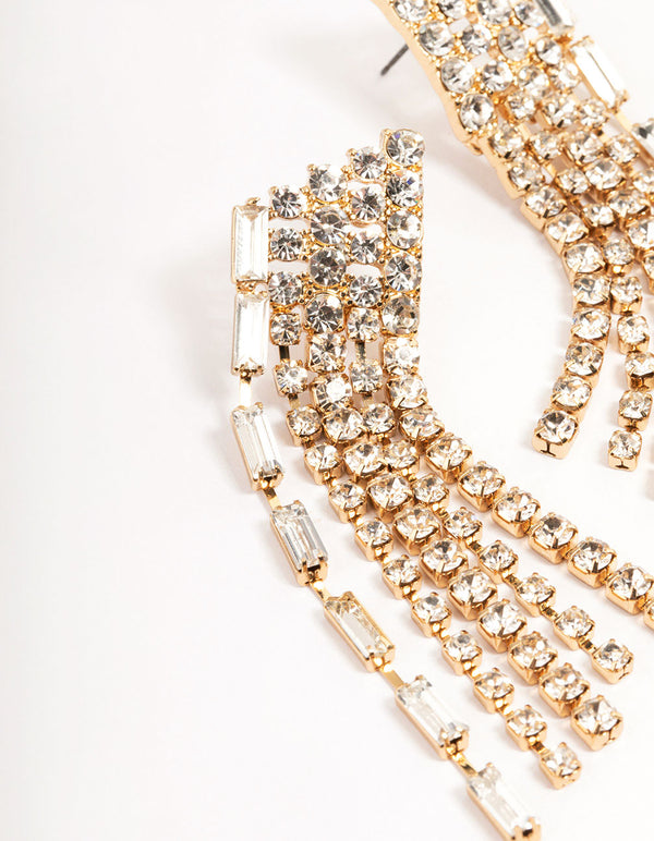Gold Statement Bling Tassel Earrings